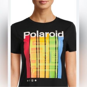 Women’s fit Polaroid Poly/Rayon short sleeve graphic T Shirt Size XXL Black